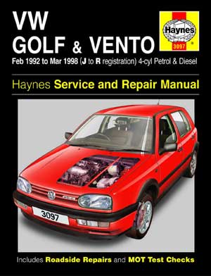 Haynes Volkswagen Golf and Vento Petrol and Diesel (Feb 92 - Mar 98) J to R